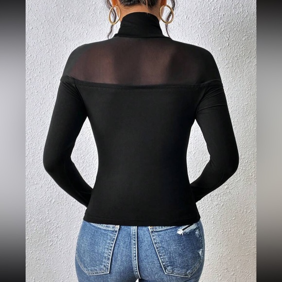 Privé Contrast Mesh High Neck Tee - Picture 2 of 6